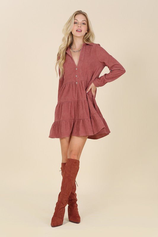 Corduroy tiered dress - Guy Christopher