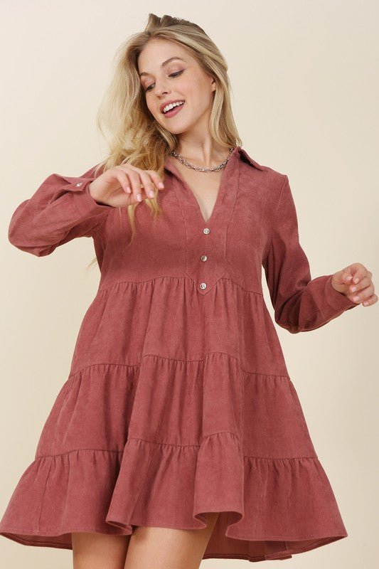 Corduroy tiered dress - Guy Christopher