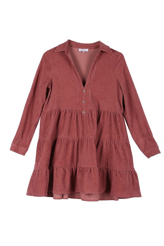 Corduroy tiered dress - Guy Christopher