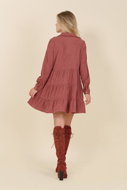 Corduroy tiered dress - Guy Christopher