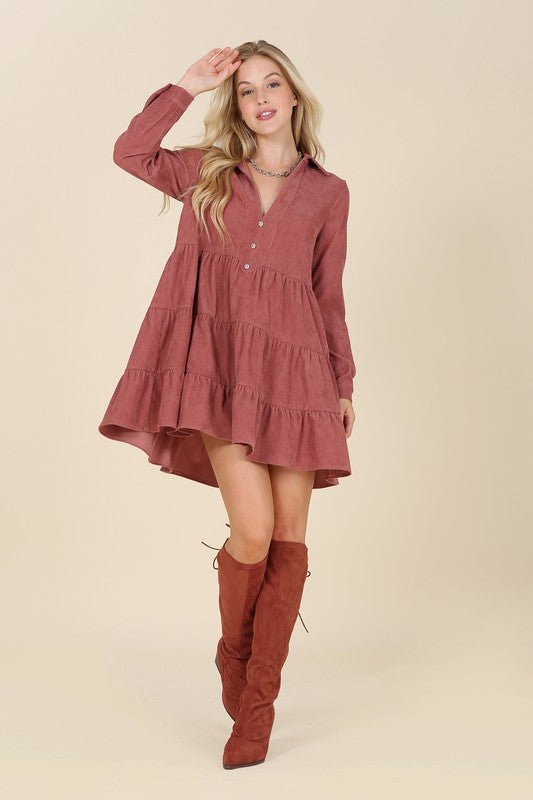 Corduroy tiered dress - Guy Christopher