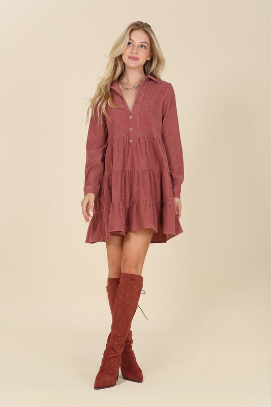 Corduroy tiered dress - Guy Christopher