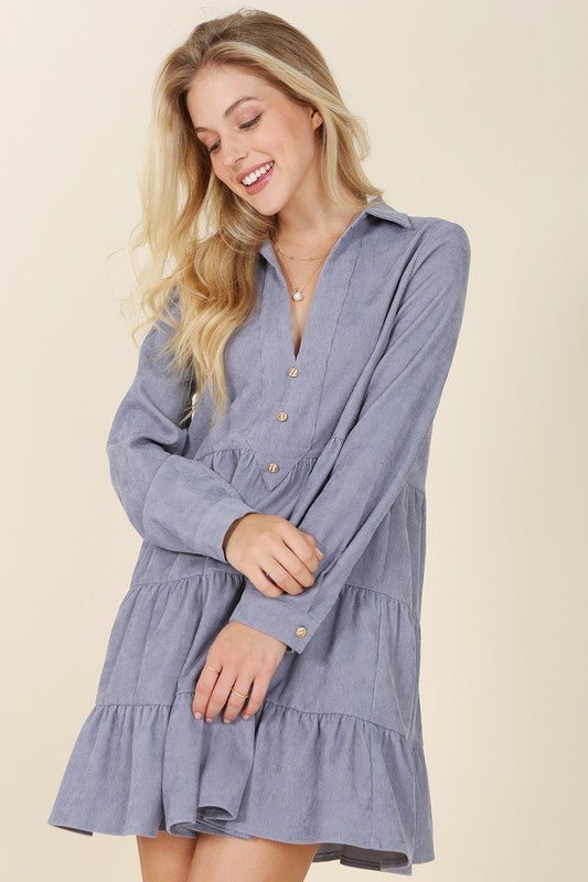 Corduroy tiered dress - Guy Christopher