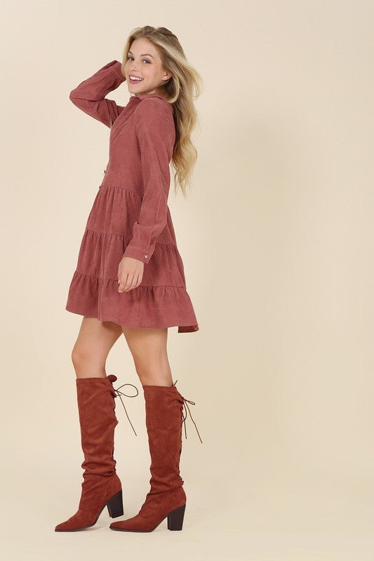 Corduroy tiered dress - Guy Christopher