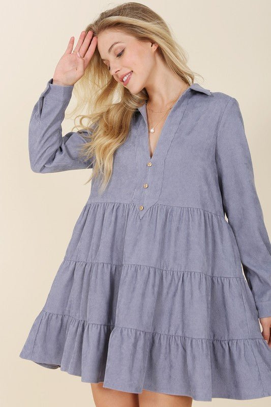 Corduroy tiered dress - Guy Christopher