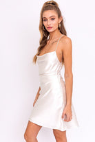 COWL NECK CRISS-CROSS STRAP SLIP DRESS - Guy Christopher