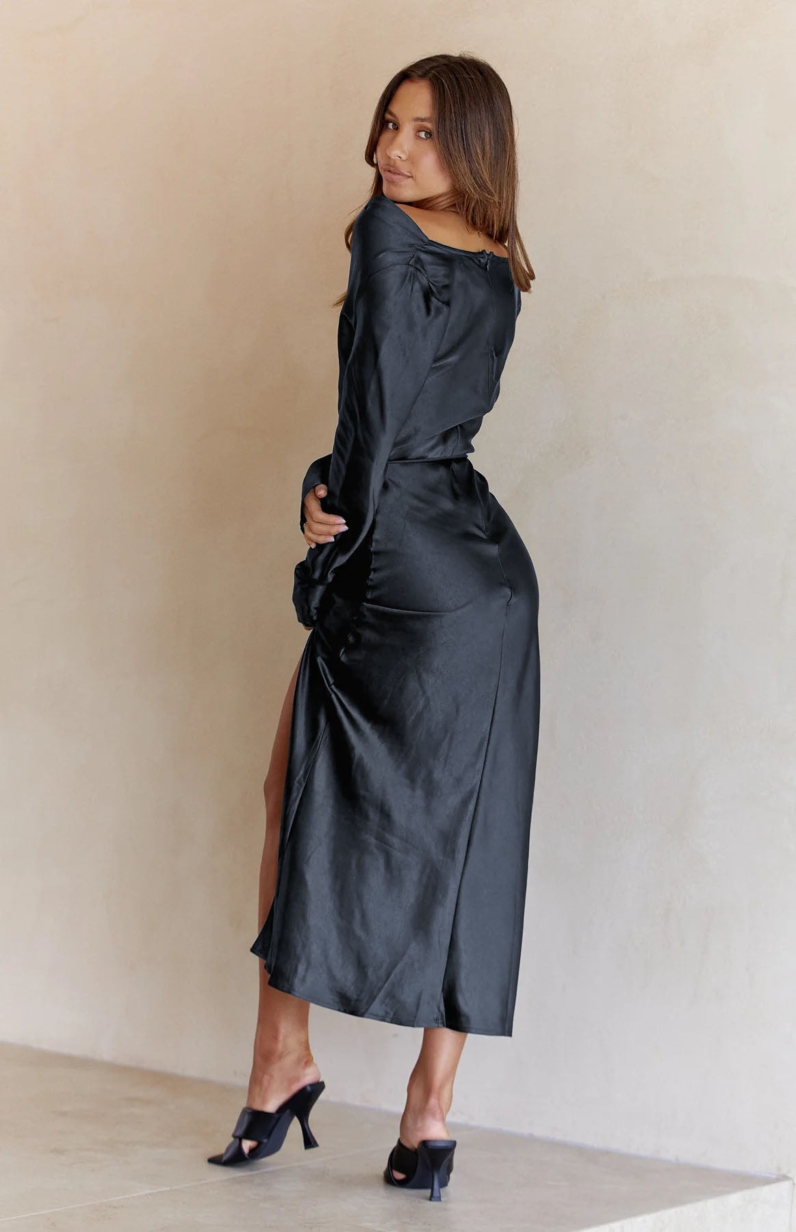 Cowl Neck Long Sleeve Maxi Dress - Guy Christopher