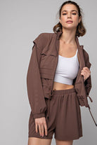 CRINKLE WOVEN CROPPED JACKET - Guy Christopher