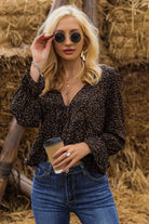 Cropped V-Neck Long Sleeve Blouse - Guy Christopher