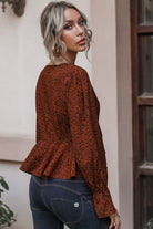 Cropped V-Neck Long Sleeve Blouse - Guy Christopher