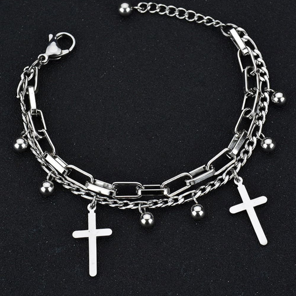 Cross Layered Stainless Steel Bracelet - Guy Christopher