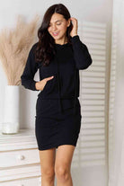 Culture Code Full Size Drawstring Long Sleeve Hooded Dress - Guy Christopher