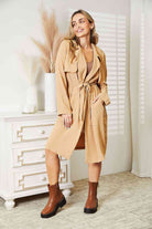 Culture Code Full Size Tied Trench Coat with Pockets - Guy Christopher