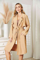 Culture Code Full Size Tied Trench Coat with Pockets - Guy Christopher