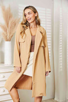 Culture Code Full Size Tied Trench Coat with Pockets - Guy Christopher