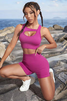 Cutout Crop Top and Sports Shorts Set - Guy Christopher