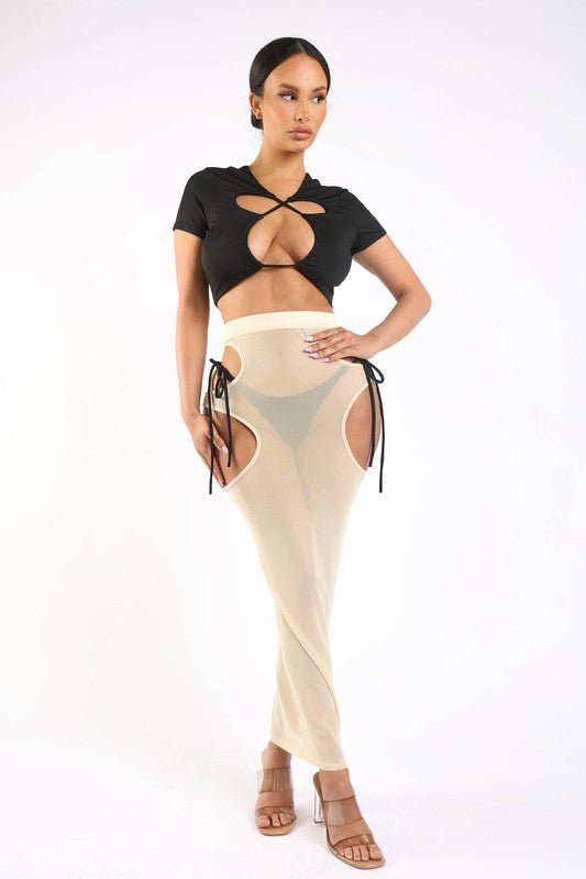 Cutout Detailed Bikini And Cover Up Set - Guy Christopher