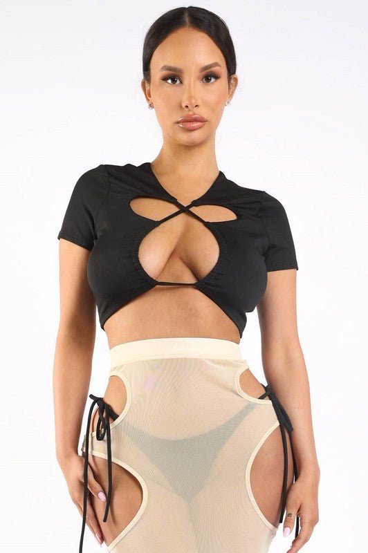 Cutout Detailed Bikini And Cover Up Set - Guy Christopher