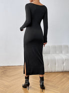 Cutout Drawstring Slit Dress - Guy Christopher