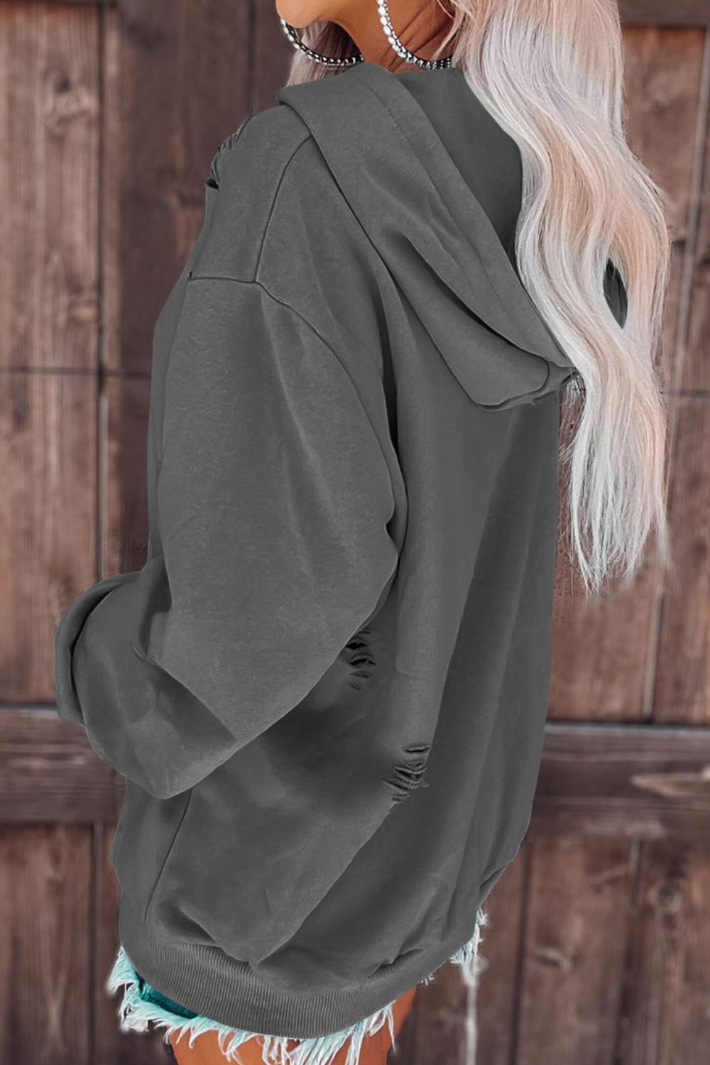 Cutout Dropped Shoulder Hoodie - Guy Christopher