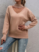 Cutout Mock Neck Sweater - Guy Christopher