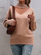 Cutout Mock Neck Sweater - Guy Christopher