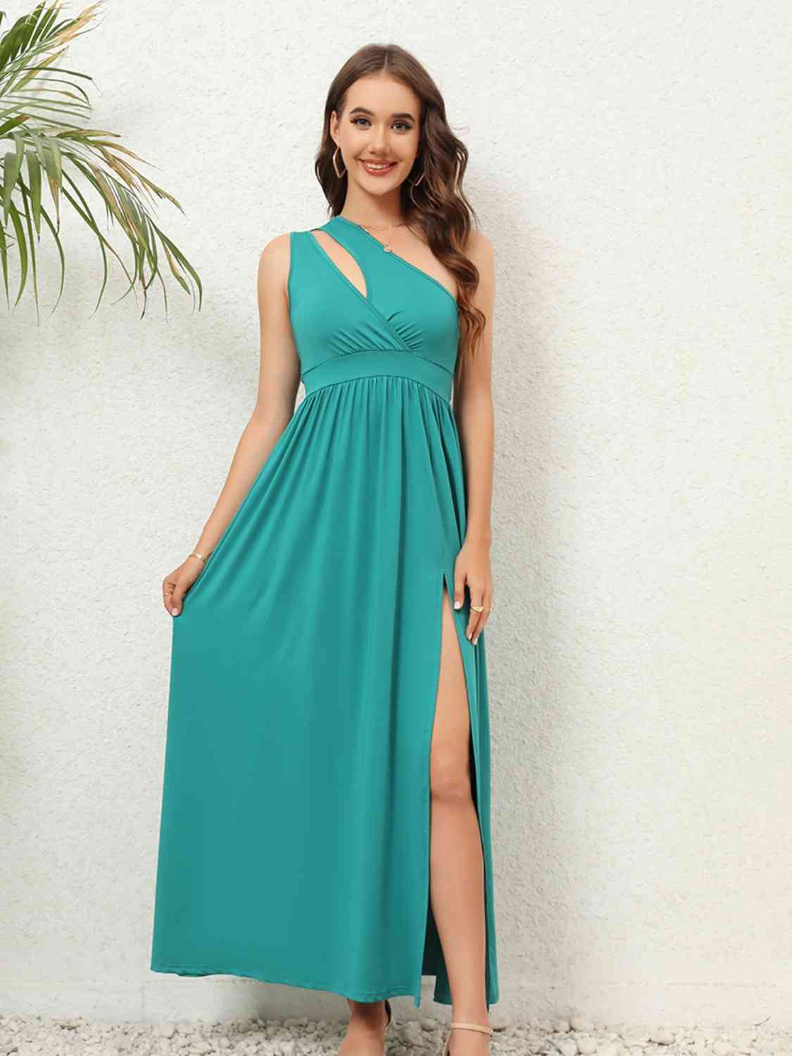 Cutout One-Shoulder Split Maxi Dress - Guy Christopher