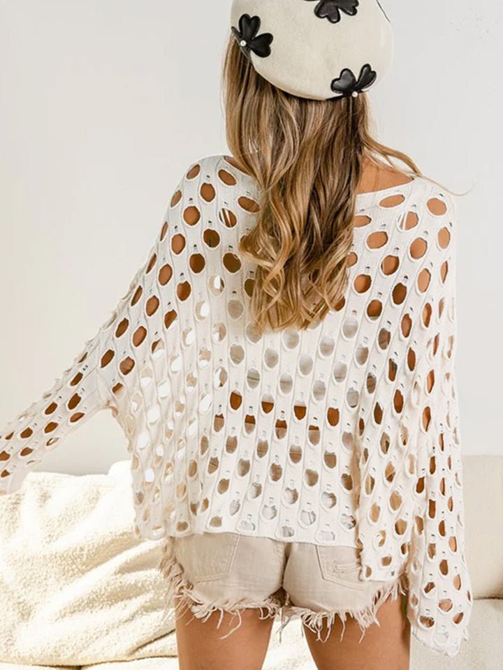 Cutout Round Neck Knit Top - Guy Christopher