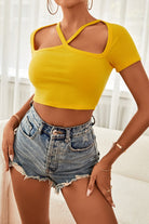 Cutout Short Sleeve Cropped Top - Guy Christopher