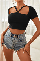 Cutout Short Sleeve Cropped Top - Guy Christopher