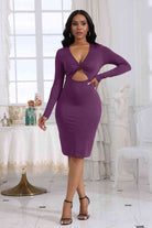 Cutout Twisted Long Sleeve Dress - Guy Christopher