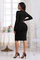 Cutout Twisted Long Sleeve Dress - Guy Christopher