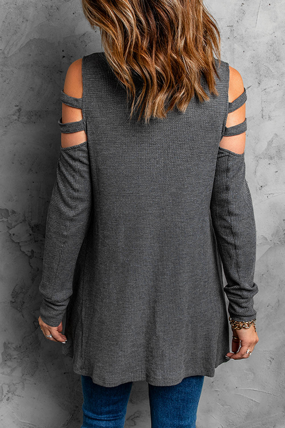 Cutout Waffle Knit Tunic Top - Guy Christopher