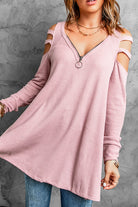 Cutout Waffle Knit Tunic Top - Guy Christopher