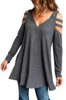 Cutout Waffle Knit Tunic Top - Guy Christopher