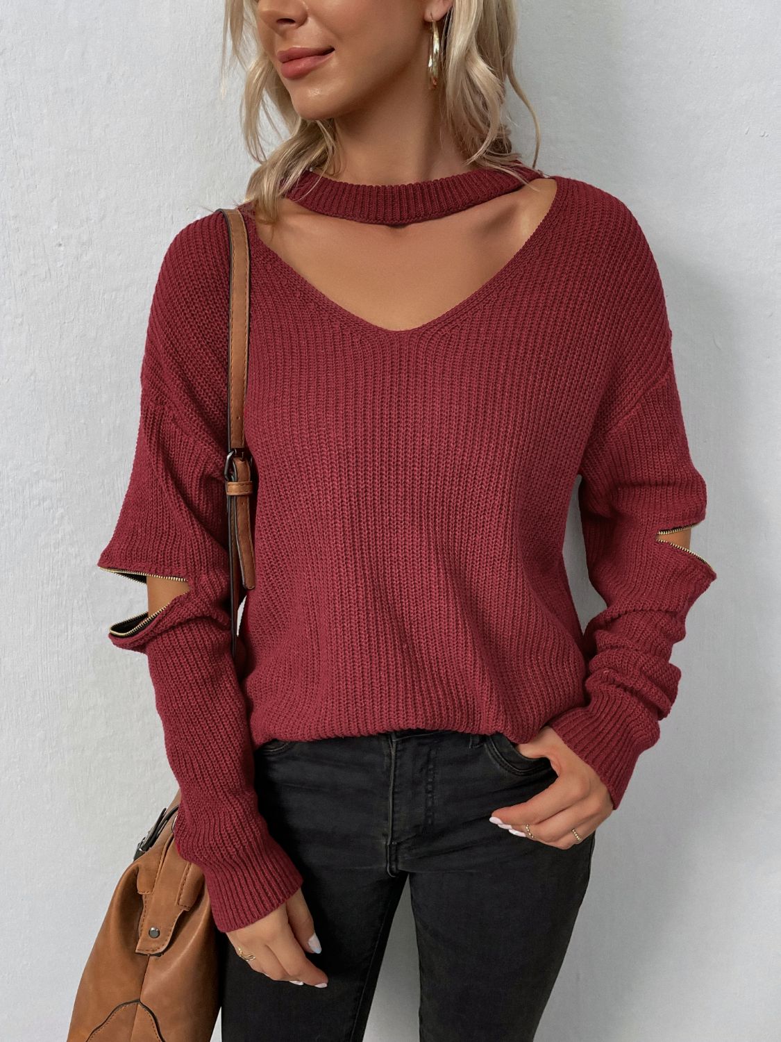 Cutout Zip Detail Sweater - Guy Christopher