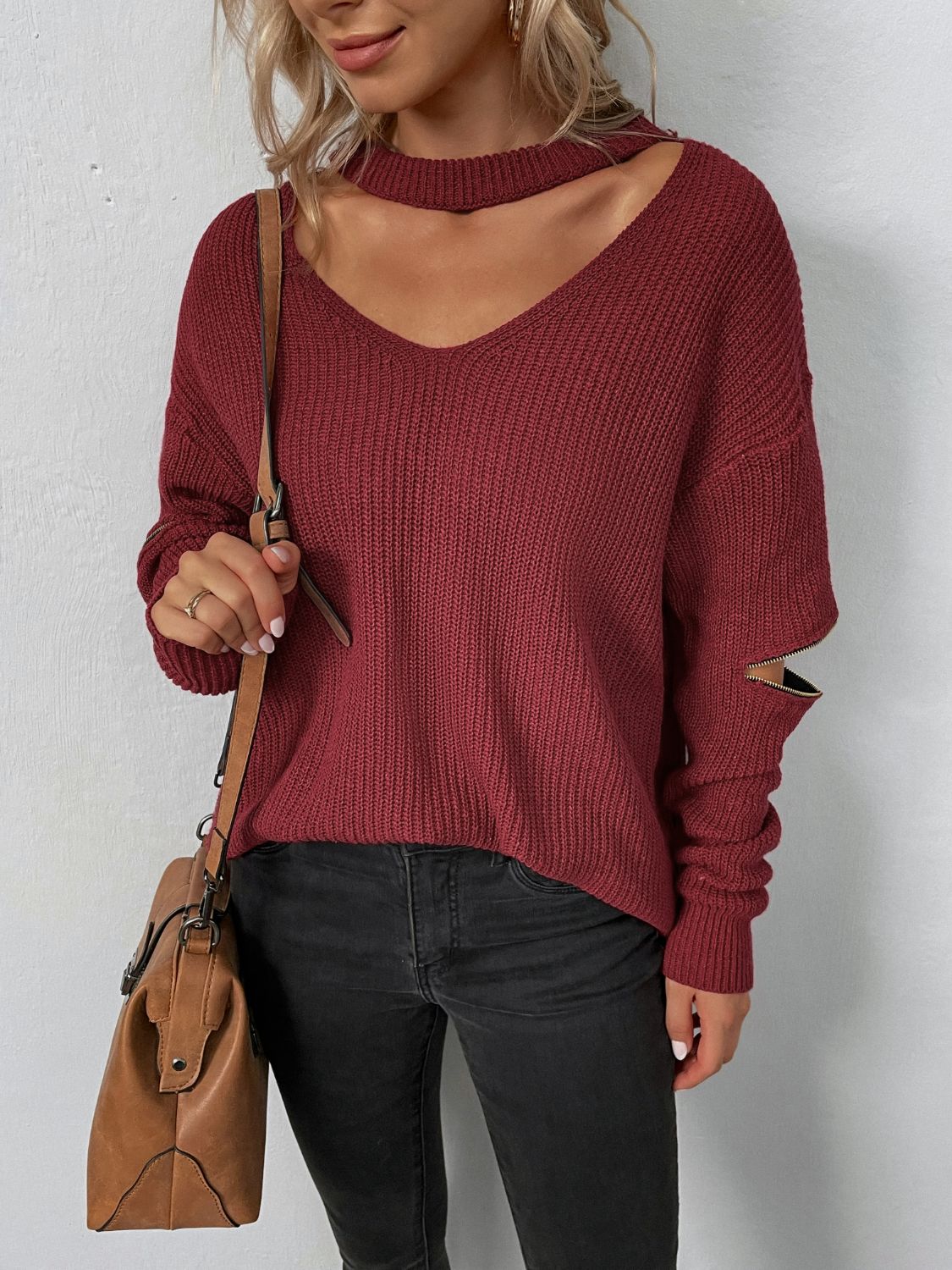 Cutout Zip Detail Sweater - Guy Christopher