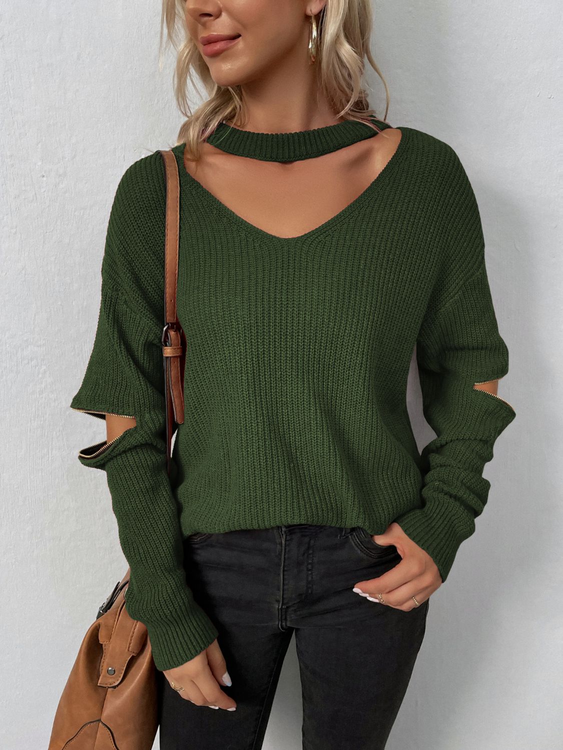 Cutout Zip Detail Sweater - Guy Christopher