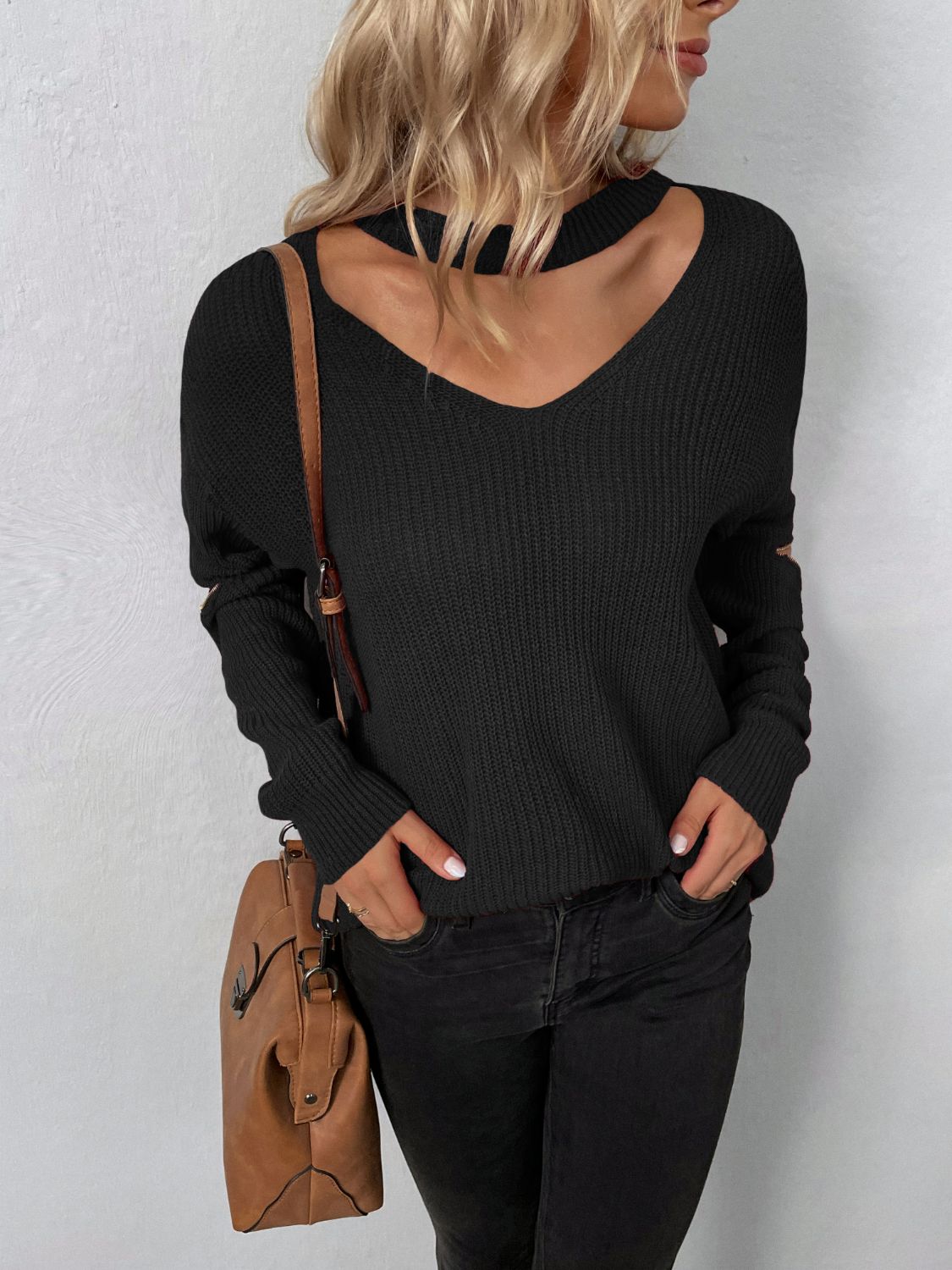 Cutout Zip Detail Sweater - Guy Christopher