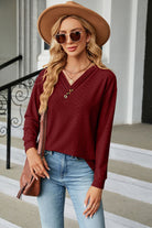 V-Neck Long Sleeve Blouse - Guy Christopher 