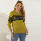 Striped Round Neck Long Sleeve Sweater - Guy Christopher 