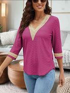 V-Neck Eyelet Blouse - Guy Christopher 