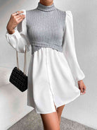 Turtleneck Puff Sleeve Mini Dress - Guy Christopher 