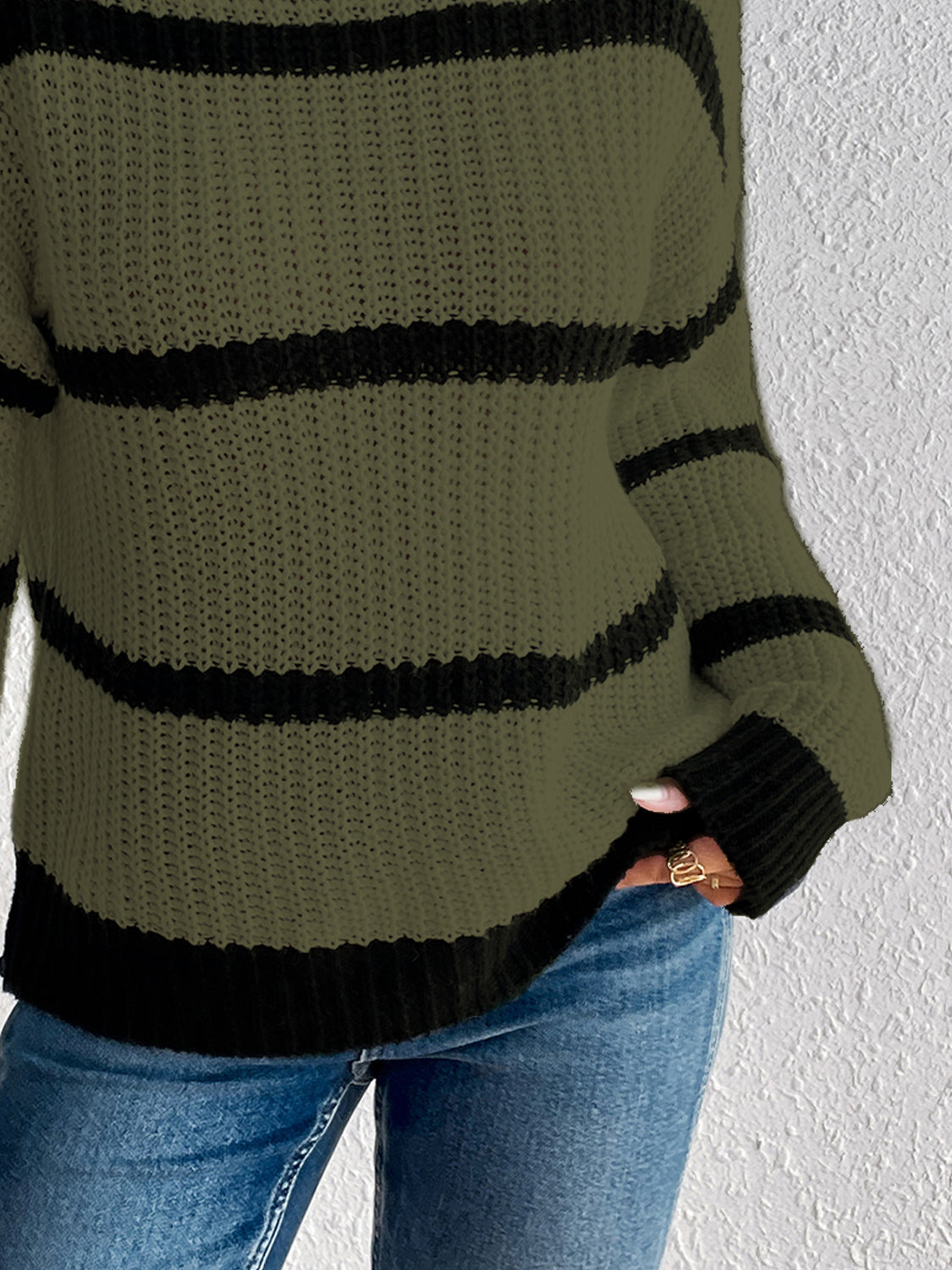 Striped Mock Neck Sweater - Guy Christopher 