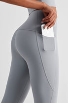 Wide Waistband Sports Leggings with Side Pockets - Guy Christopher 
