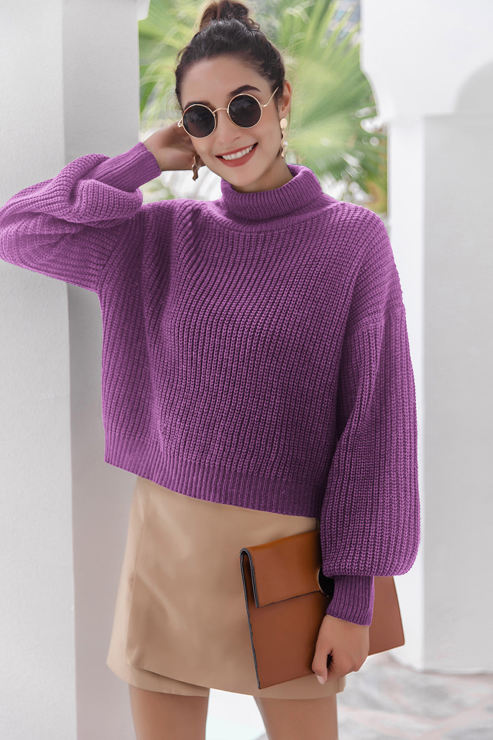 Turtleneck Lantern Sleeve Sweater - Guy Christopher 