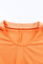 Waffle-Knit Slit Drop Shoulder Top - Guy Christopher 