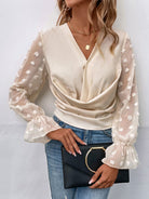 Swiss Dot Flounce Sleeve Blouse - Guy Christopher 