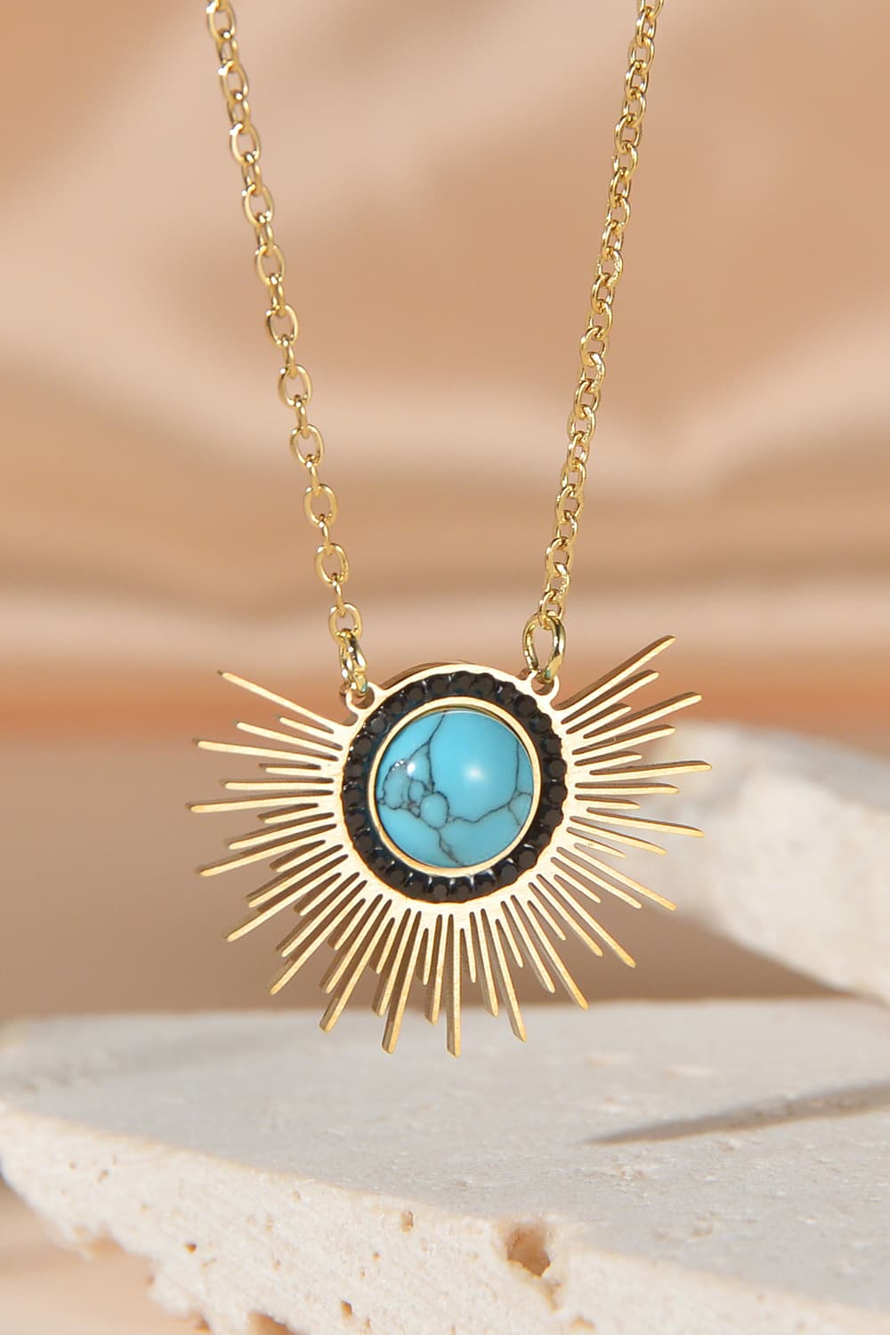 Turquoise 14K Gold Plated Pendant Necklace - Guy Christopher 