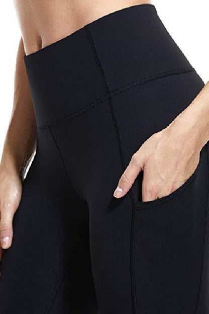 Wide Waistband Sports Leggings with Side Pockets - Guy Christopher 